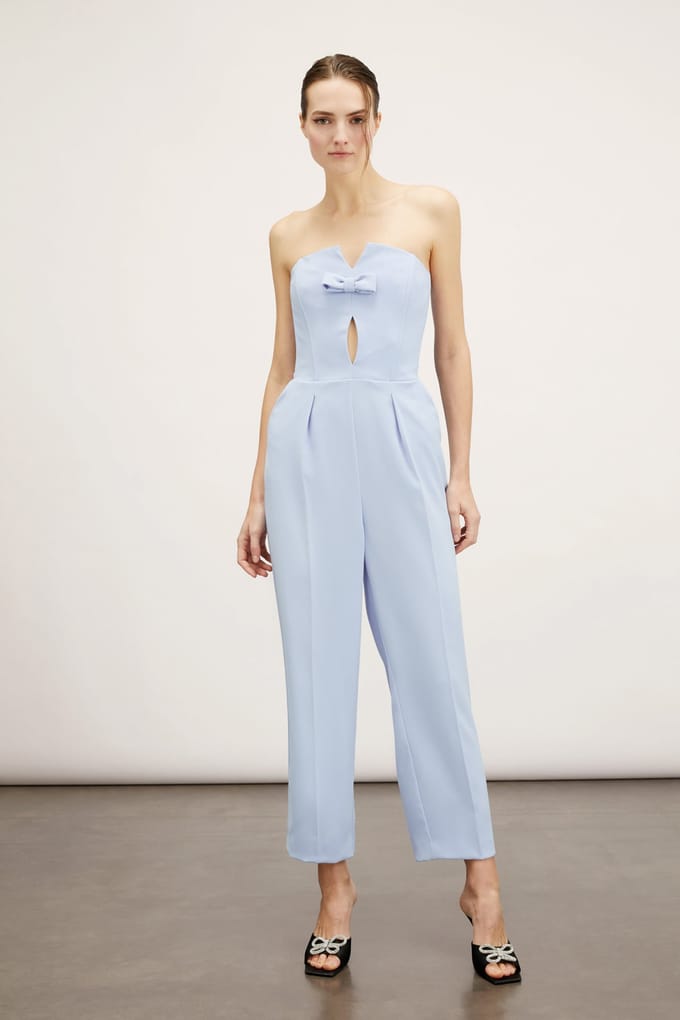 Motivi Long Bustier Jumpsuit With Bow Light Blue Größe: 42 | Jumpsuits Outlet | Damen | Blau