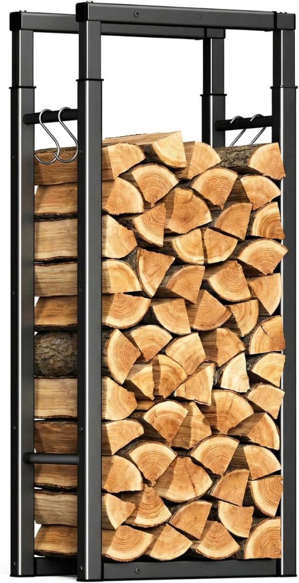 Core® Houtrek – Houtopslag – Verstelbaar in 9 Maten - Zwart - 65cm x 25cm x 150cm