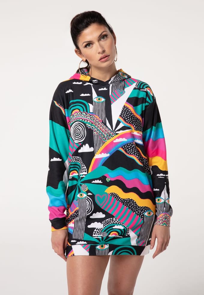 "Rainbow Landscape" Oversize hoodiejurk
