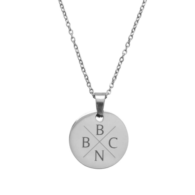 Munt Ketting met 4 Initialen Zilver