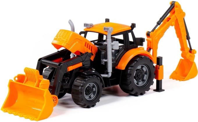Cavallino Toys Cavallino Tractor with Loader and Excavator Yellow Scale 1:32
