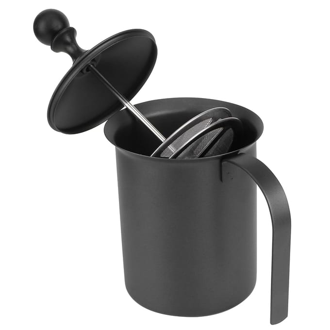 Roestvrijstalen Handmatige Melkopschuimer in Japanse Stijl Dubbel Gaas Koffieopschuimer Roomkannetje 400cc gray