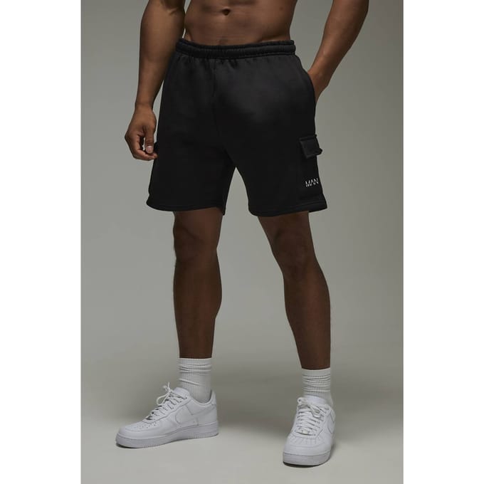 Man Active 7inch Loose Fit Cargo Short | Black | Size Medium