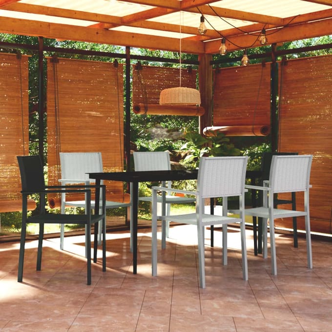 vidaXL - 7-delige - Tuinset - zwart - en - wit