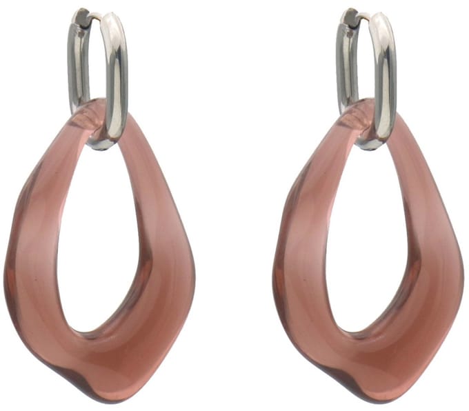 Oorbellen - RVS - acryl hanger - 4,5x2,5 cm - paars