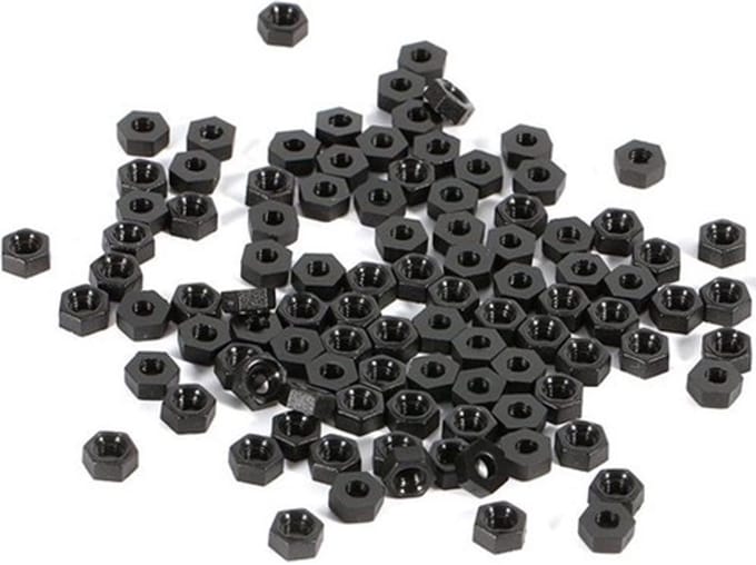 Nylon zeskantmoer M3 zwart 50 stuks | Kunststof moeren