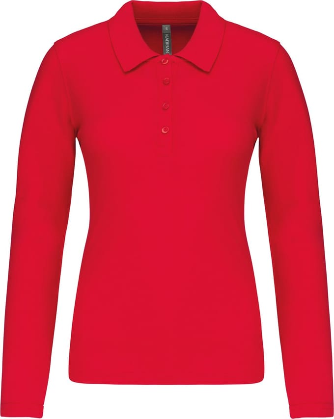Kariban Piqué-damespolo lange mouwen K257 - Red - S