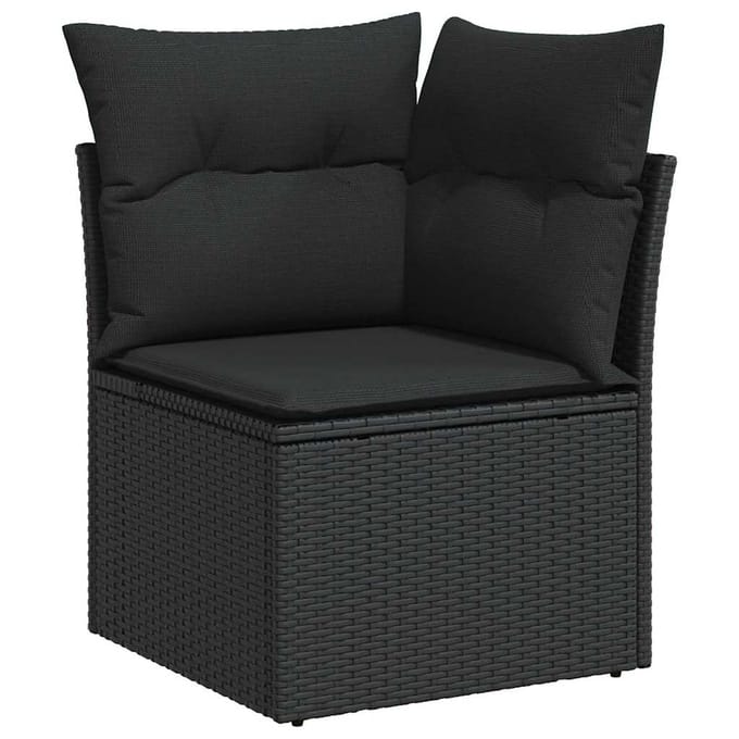 vidaXL - Tuinbank - Set - 9 - st - Zwart - [Synthetisch]: - Poly - Riet