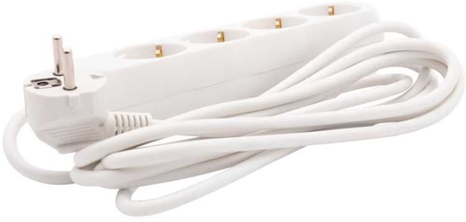 Benson Tafelcontactdoos - 4 voudig - Randaarde - 3 meter - Wit - 2500W