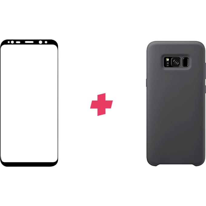 Bundel: Samsung Galaxy S8 screenprotector + Zwart Siliconen hoesje