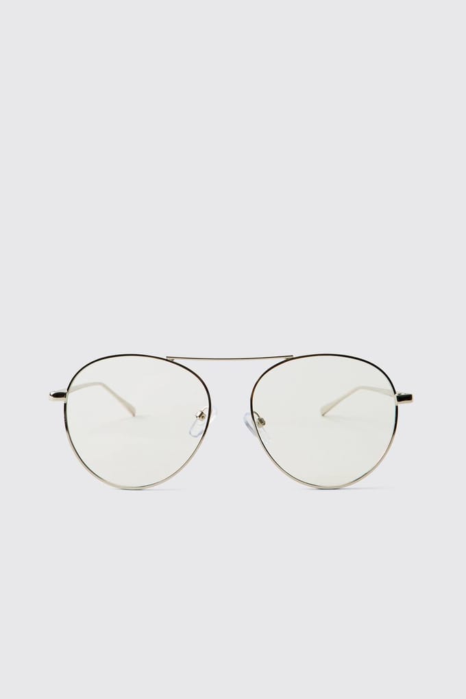Clear Frame Grandad Glasses Sunglasses | Gold