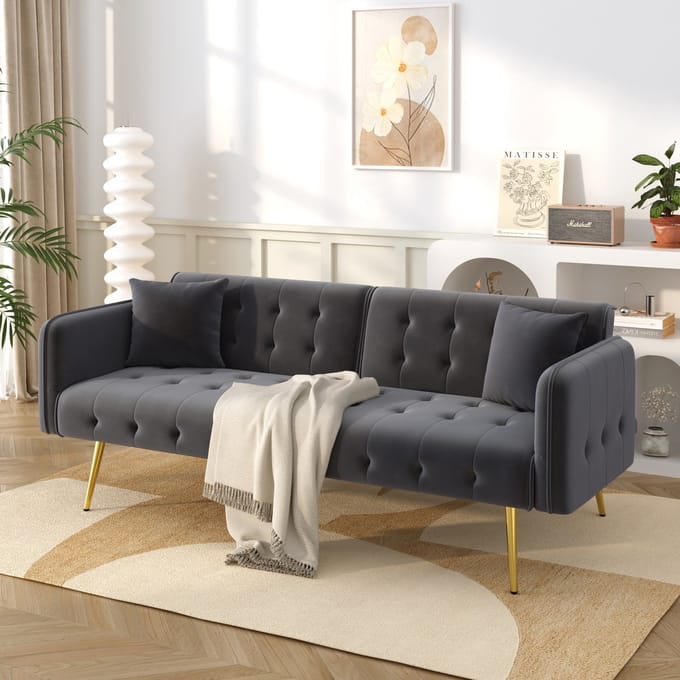 STILVORA Sofa - 2-in-1 Functie - Multifunktionele Zit- en Slaapbank - Antique Grijs - Moderne Ontwerp