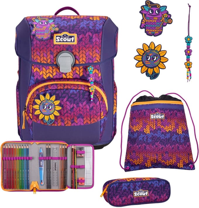 Scout Schooltas Superflash Neo Set 4-delig Fantasy Paars