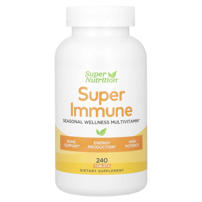 Super Nutrition, Super Immunité, multivitamine renforçant l'immunité, contenant du glutathion, 240 comprimés
