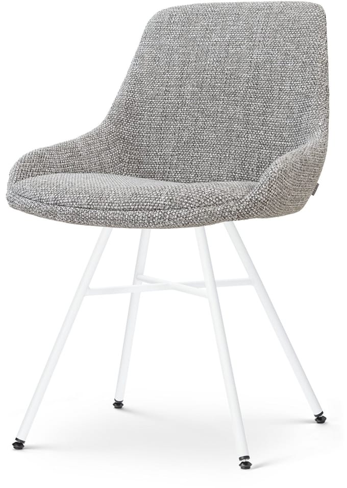Nolon Noa-Isa Eetkamerstoel Grijs Blend - Wit Onderstel - Japandi - Stoffen - Comfortabel