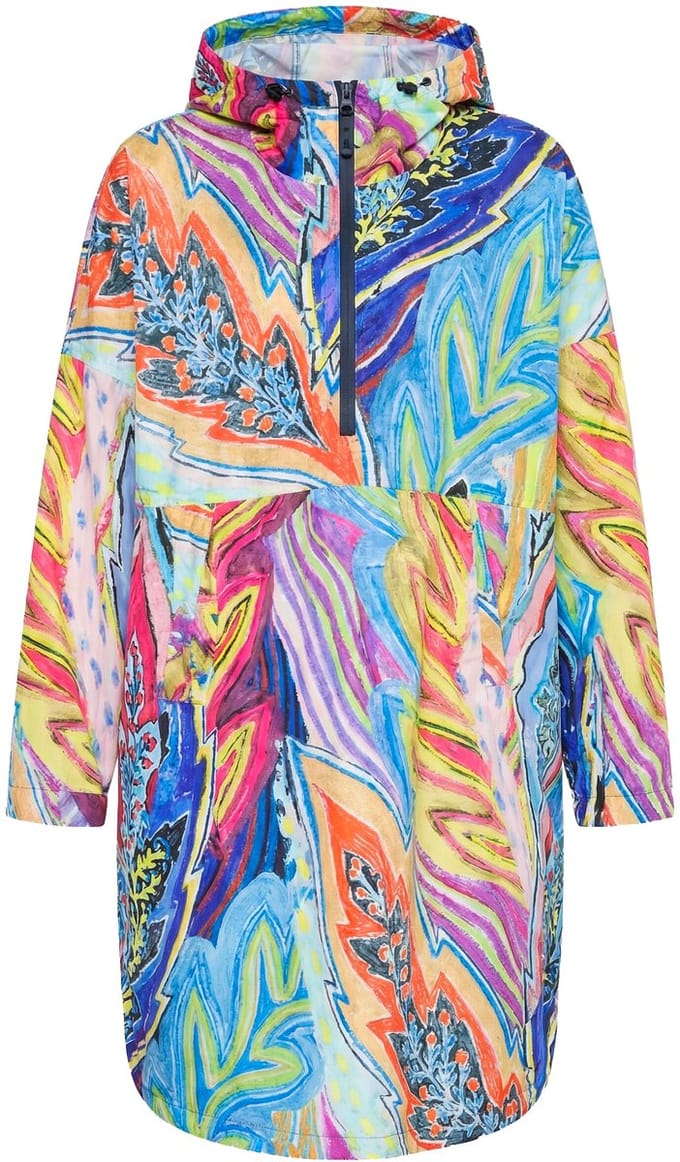 Laurasøn - Dames - Functionele regencape unisex print capuchon - Munt - Maat 1