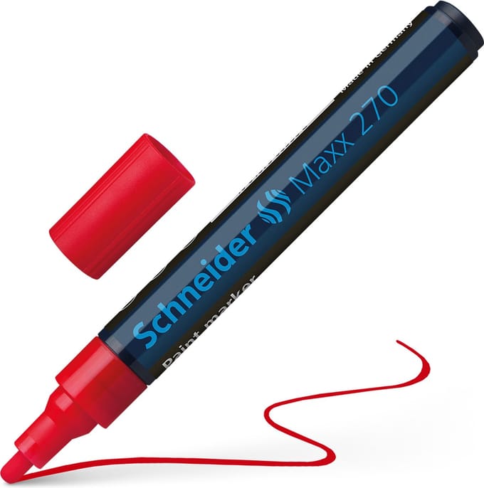 Schneider lakmarker - Maxx 270 - lijnbreedte 1-3 mm - rood - verfstift - S-127002