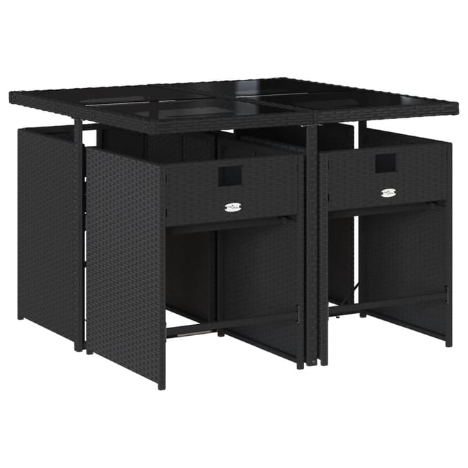vidaXL - 5-delige - Tuinset - met - kussens - poly - rattan - zwart