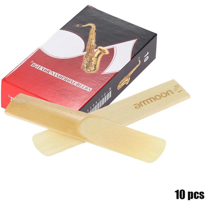 ammoon 10-pack stuks sterkte 1,5 bamboe rieten voor Bb tenorsaxofoon sax accessoires Strength 1.5 gray