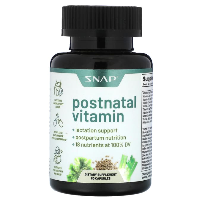 Snap Supplements, Vitamines Post-partum, 60 Capsules