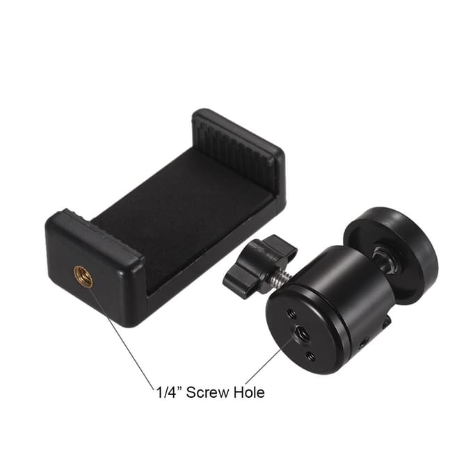 Verstelbare telefoonhouder Smartphoneclip + flexibele kogelkopadapterbevestiging With Ballhead Adapter black