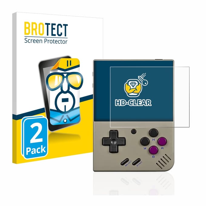 BROTECT - Screenprotector voor Miyoo Mini Plus - Folie Beschermfolie transparant 2 Stuks