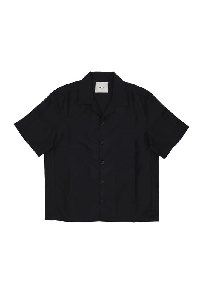 Shirt Sleeve korte man linnen Shirt zwart