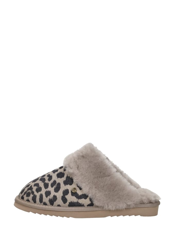 Warmbat Collie Print Panther Dames Sloffen - Taupe