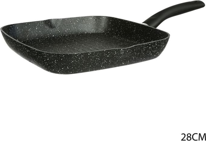 Grilleerpan van gesmeed aluminium 28x28 cm zwart