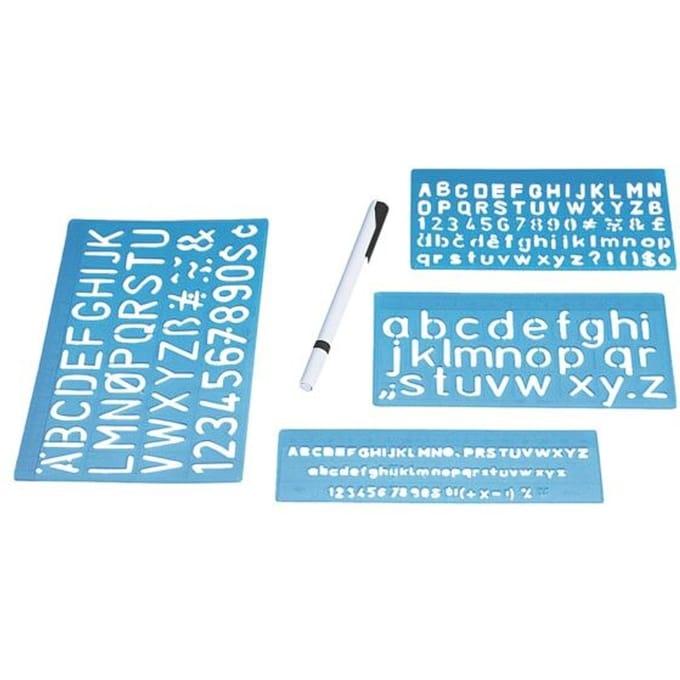 Lettersjablonen set 5, 10 en 20 mm.