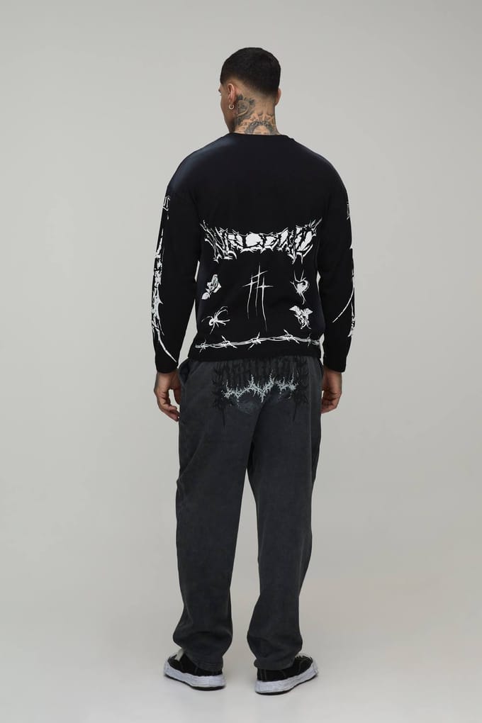 Tall Balloon Fit Gothic Washed Joggingbroek | Washed Charcoal | Size XL
