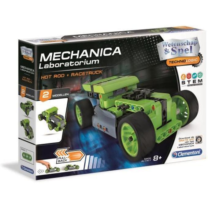 Clementoni - Mechanica Laboratorium - Showwagen - Pullback - Constructiespeelgoed STEM, bouwset voor kinderen