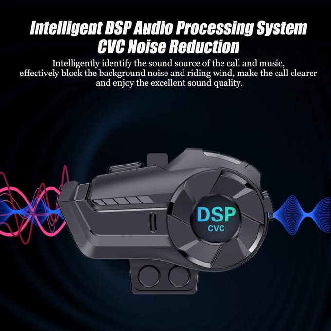 Hysnox HY-1001 Motorhelm Intercom BT5.0 Handsfree Interphone Full Duplex 800M Bereik IP65 2PCS zwart