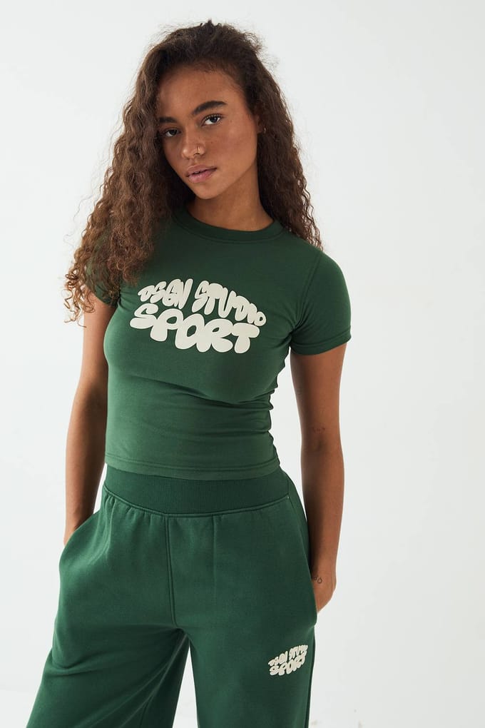 Dames DSGN Studio Sport Bubble Slogan Baby T-Shirt | Forest | Maat: 3XL
