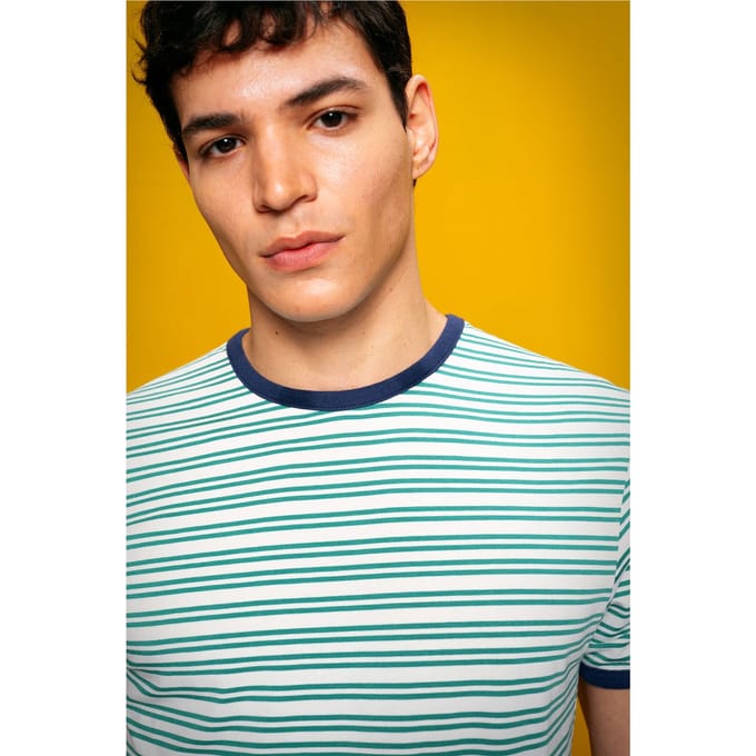 Heren gestreepte slim-fit crew neck T-shirt