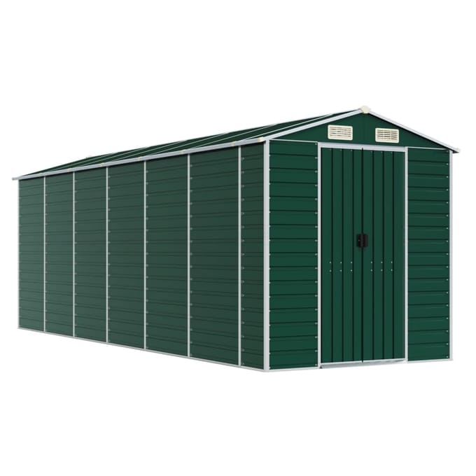 vidaXL - Tuinschuur - 191x555x198 - cm - gegalvaniseerd - staal - groen