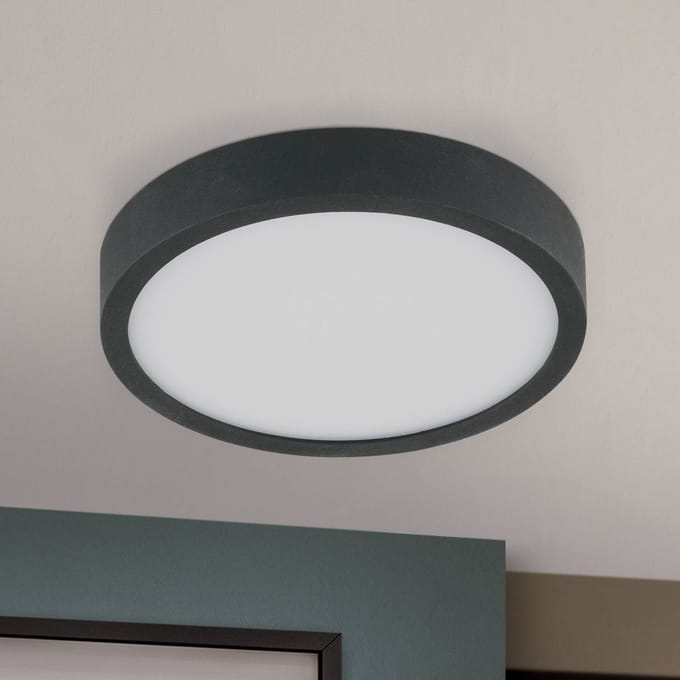 ORION LED plafondlamp Bully in zwart, 3.000 K, Ø14cm