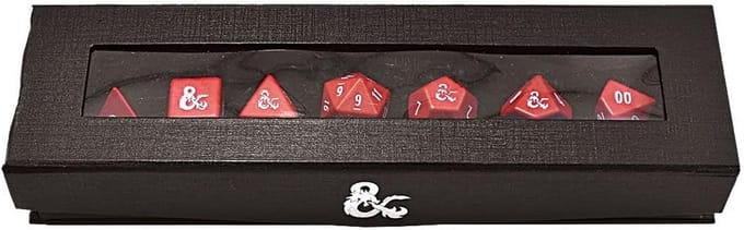 Zware Metalen RPG Dobbelstenenset Rood en Wit voor Rollenspellen en D&D