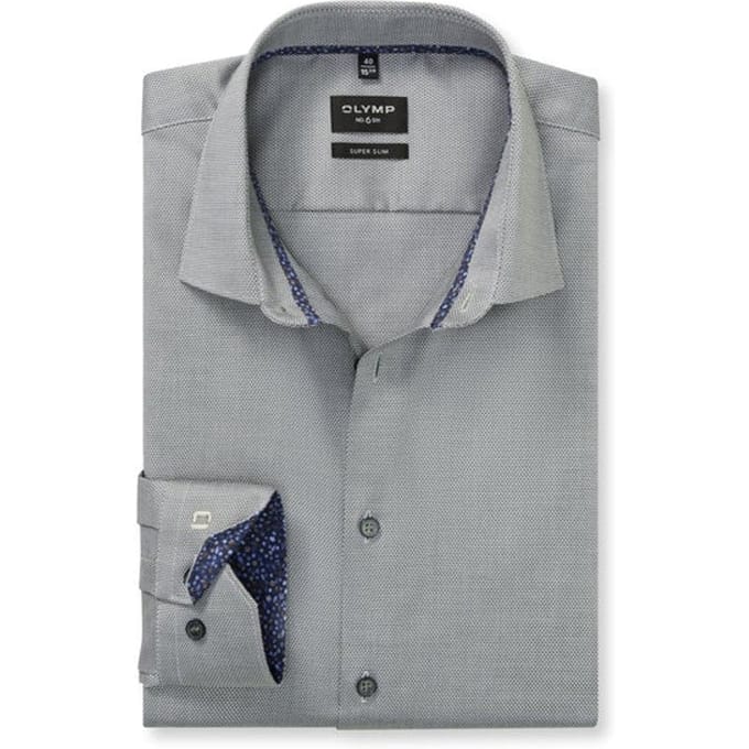 OLYMP No. Six Overhemd, Super Slim, New York Kent, Grijsgroen