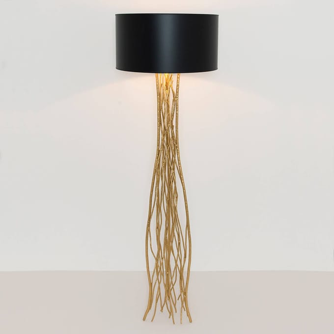 Holländer Vloerlamp Capri in zwart-goud