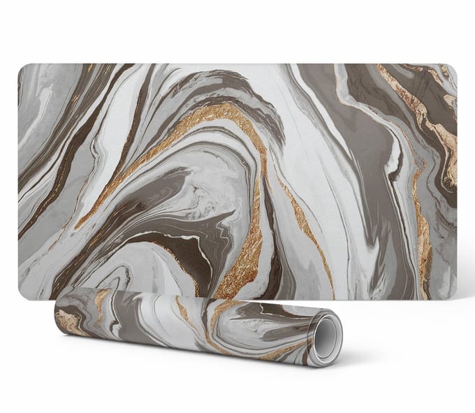 Antislip gaming bureaumat van vinyl met abstract golvenpatroon, 90x45 cm