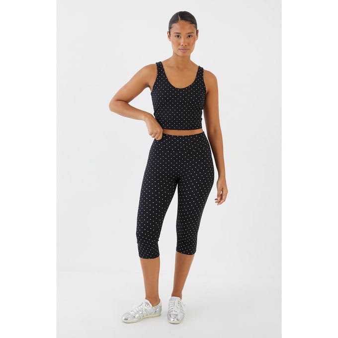 Dames Dsgn Studio Sculpt Polka Dot Capri Legging | Zwart | Maat: XS