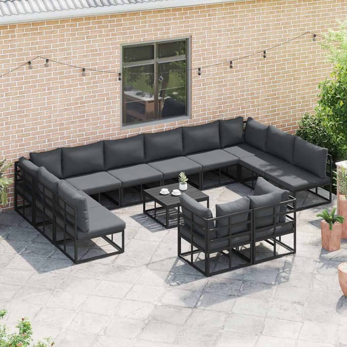 vidaXL - Tuinbank - Set - 12 - st - Zwart - Aluminium