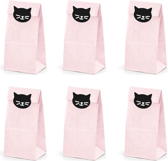 PartyDeco Traktatiezakjes Kat pk/6