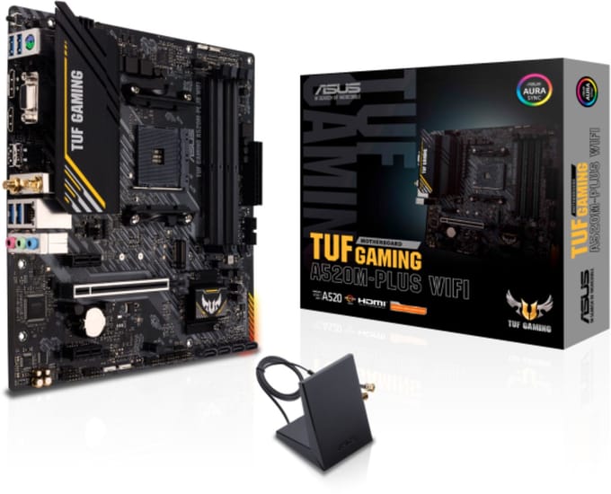 ASUS TUF Gaming A520M-PLUS WIFI - Moederbord - Socket AM4 - Micro-ATX - AMD A520 chipset