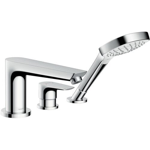 Hansgrohe Talis e Afdekset - 3 gats badrandcombinatie - inclusief Secuflex slanggarnituur - hoogglans chroom