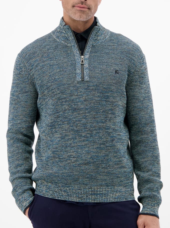 Lerros - Half zip trui - Mannen - M - 485 CLASSIC NAVY - Katoen - 25N5466