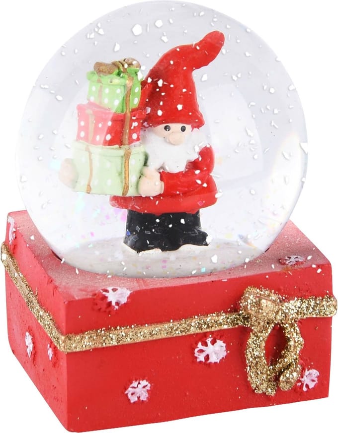 Dekoratief | Waterbol m/santa, rood, resina/glas, 7x7x9cm | A225529