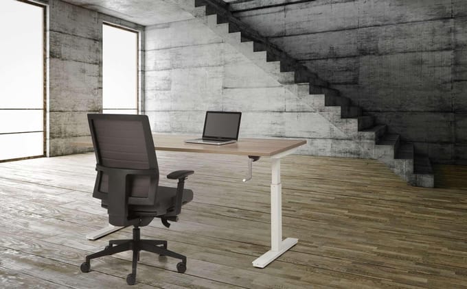 Bureau Teez Slinger zit/zit verstelbaar breed 160CM diep 80CM bladkleur Kersen framekleur Wit (RAL9010)