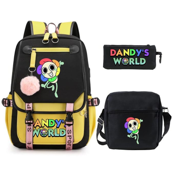 Grote schooltas met schouderband; studenten etui set van drie delen three-piece set